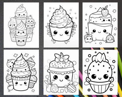 200 Kawaii Food Coloring Pages for Kids, Fun Homeschool Activities, Printable PDF Instant Download