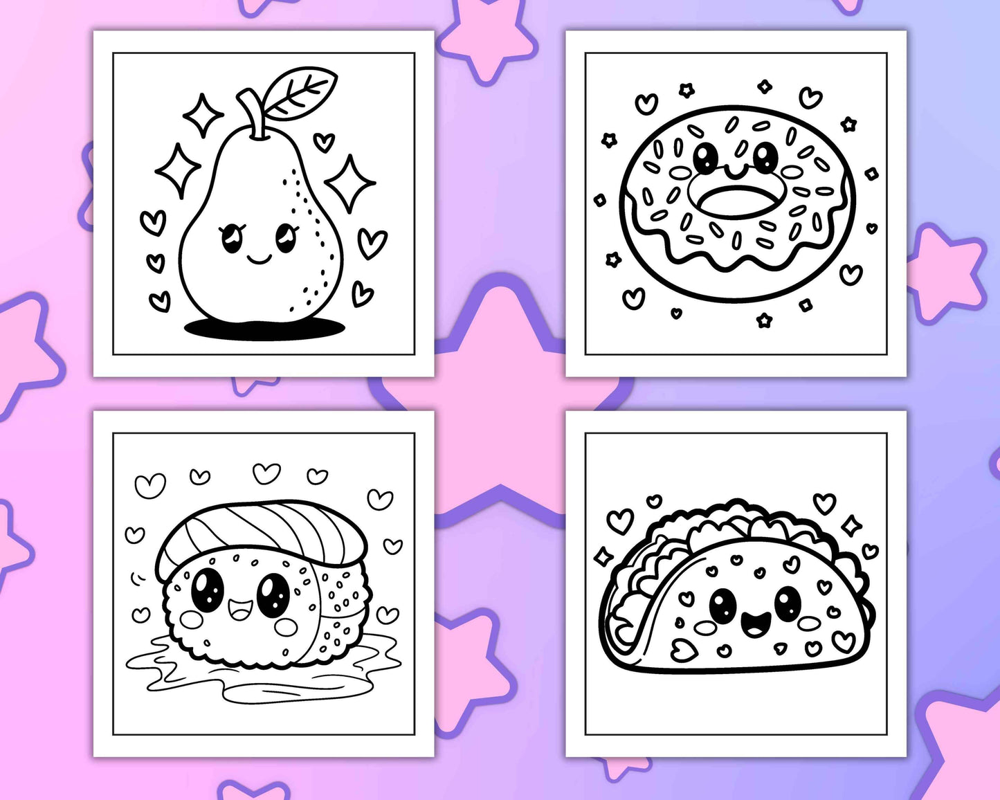 189 Bold and Easy Kawaii Food Coloring Pages