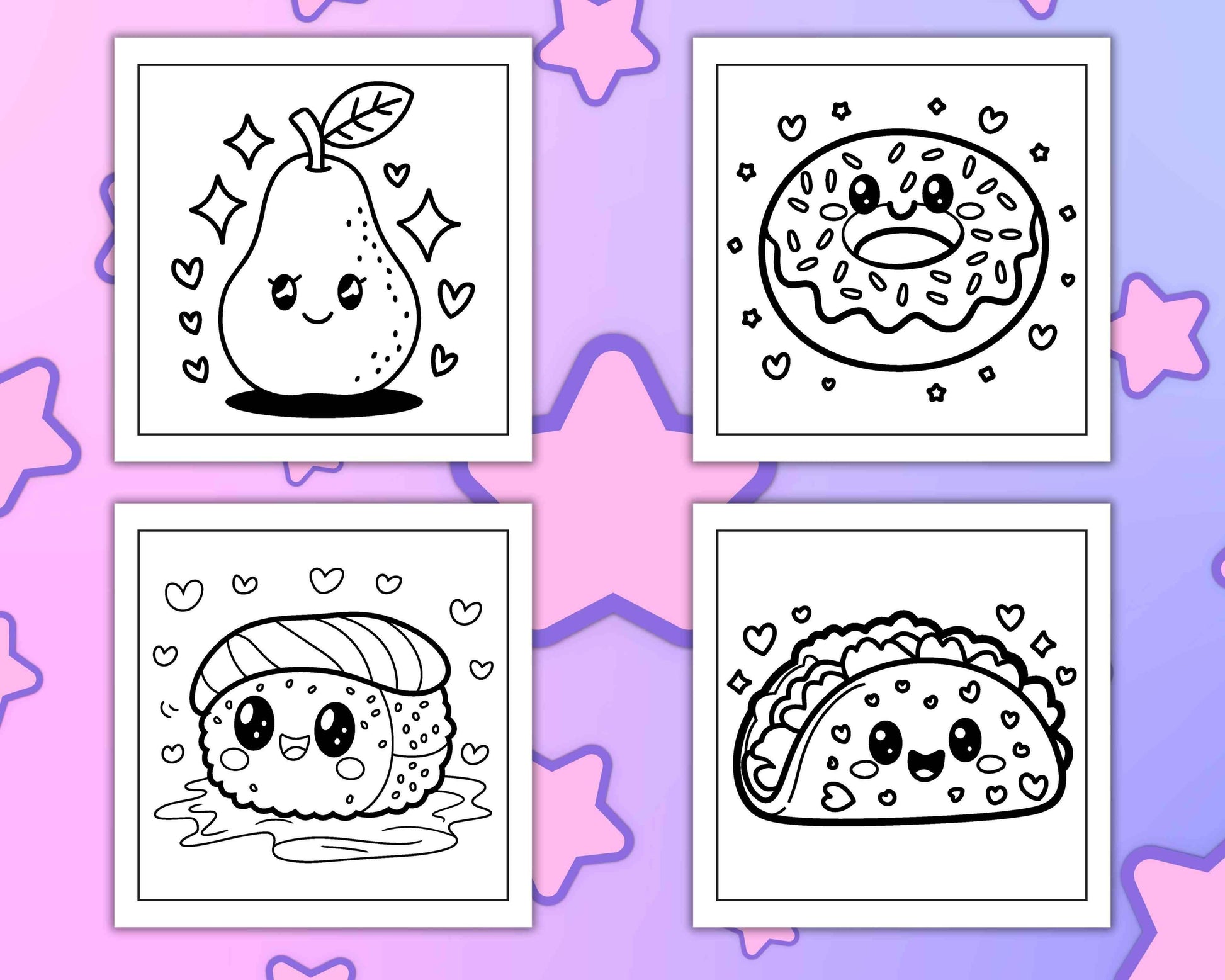 189 Bold and Easy Kawaii Food Coloring Pages
