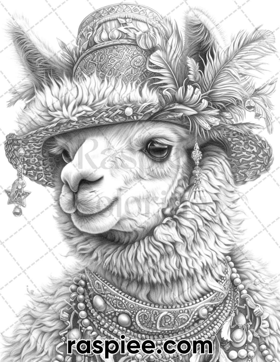 90 Mardi Gras Animals Grayscale Adult Coloring Pages, Printable PDF Instant Download