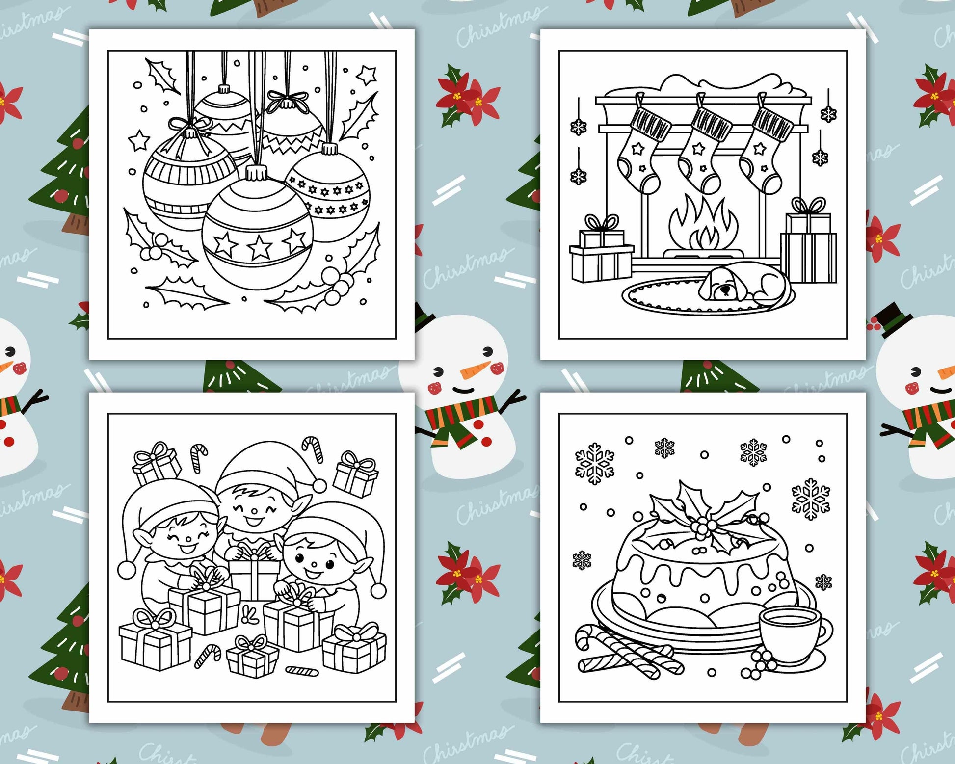 72 Bold and Easy Cute Christmas Coloring Pages