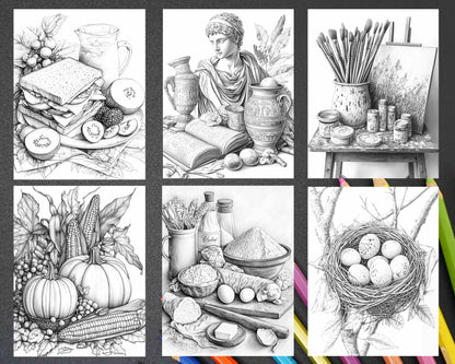 80 Still Life Adult Coloring Pages