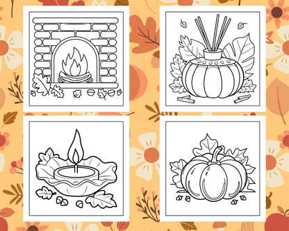 76 Bold and Easy Fall Vibes Coloring Pages Printable PDF Instant Download