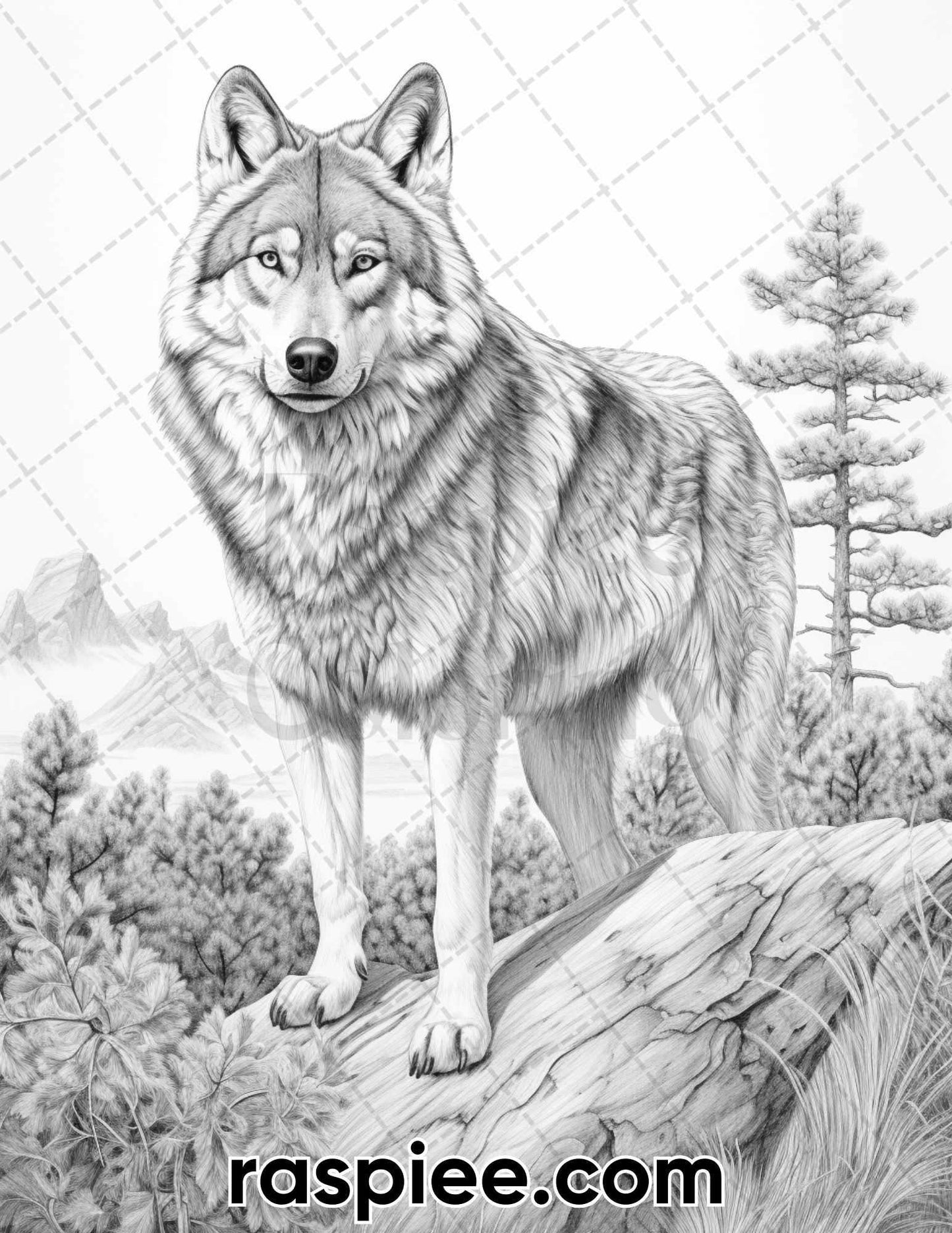 55 Wild Animals Grayscale Coloring Pages for Adults, Printable PDF Instant Download