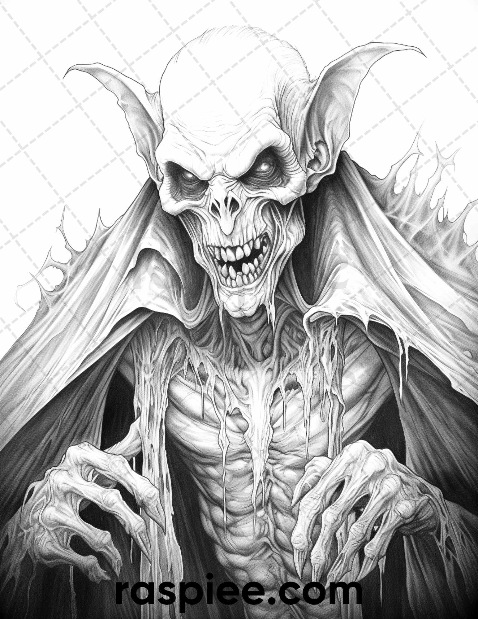 50 Count Dracula Grayscale Coloring Pages Printable for Adults, PDF File Instant Download