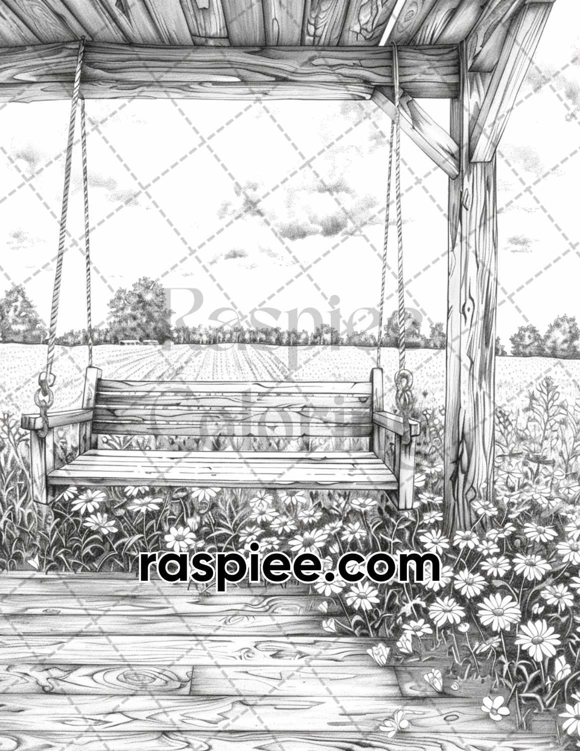 62 Relaxing Summer Grayscale Adult Coloring Pages Printable PDF Instant Download