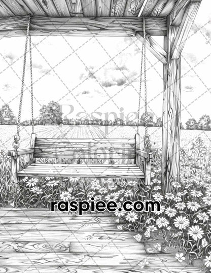 62 Relaxing Summer Grayscale Adult Coloring Pages Printable PDF Instant Download