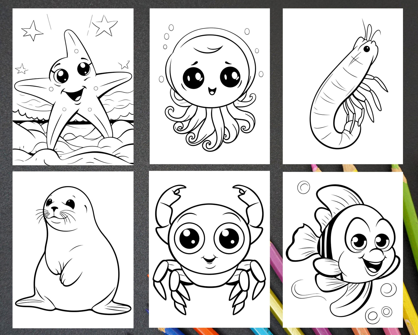 230 Ocean Animal Coloring Pages for Kids, Educational Preschool Printable PDF Instant Download