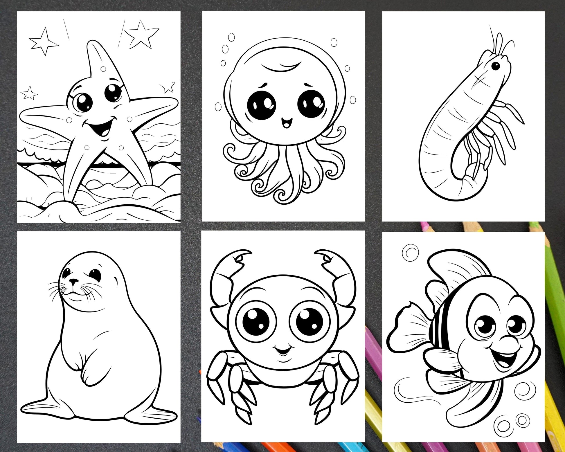 230 Ocean Animal Coloring Pages for Kids, Educational Preschool Printable PDF Instant Download