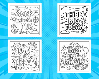 78 Bold and Easy Inspirational Words Coloring Pages Printable PDF Instant Download
