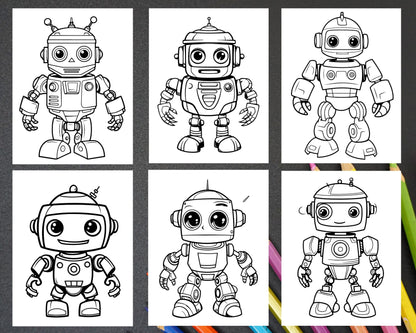 210 Robot Coloring Pages for Kids, Preschool Kindergarten Learning Activity Book Printable PDF Download