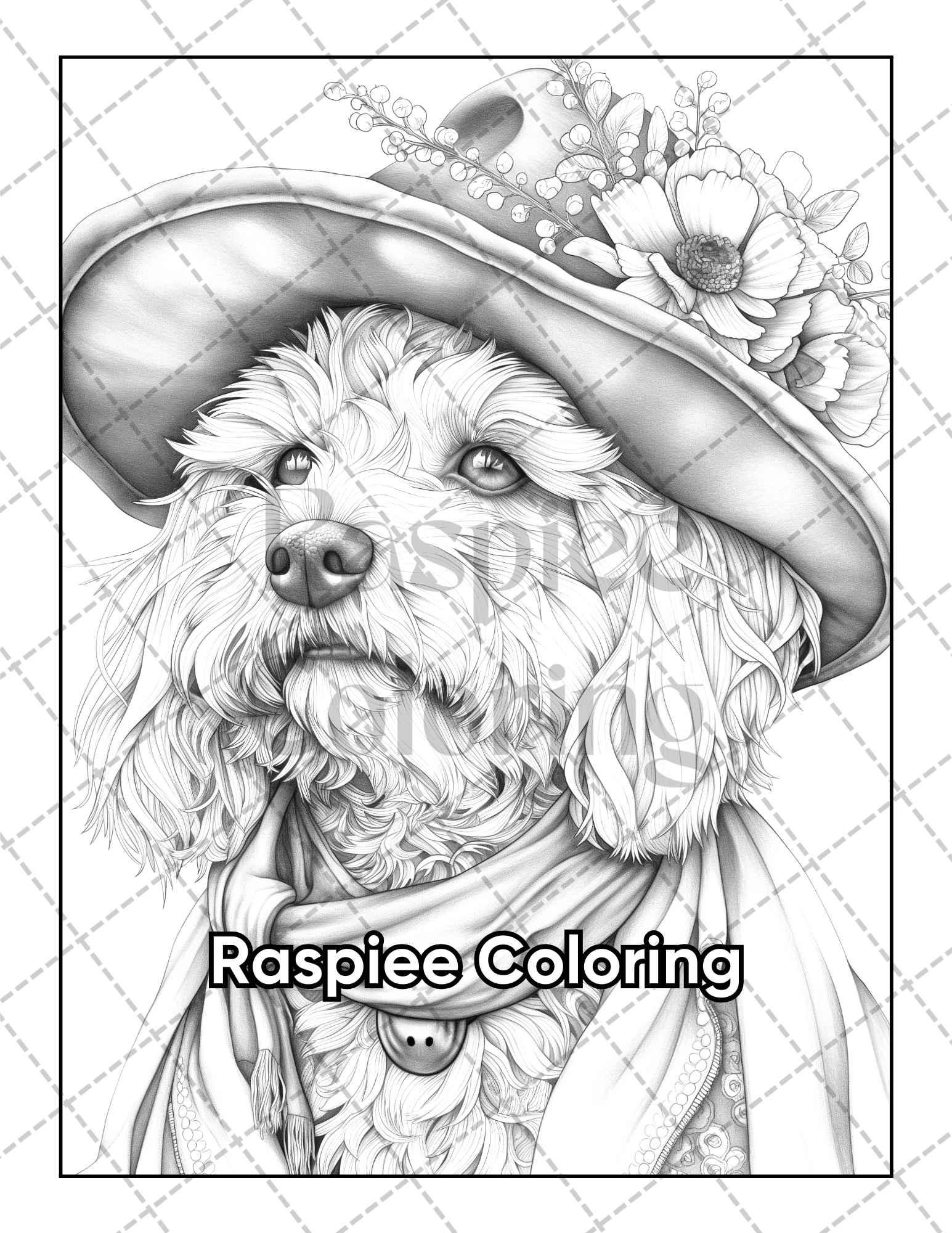 50 Dogs Dressed Up Adult Coloring Pages Printable PDF Instant Download