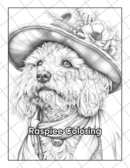 50 Dogs Dressed Up Adult Coloring Pages Printable PDF Instant Download