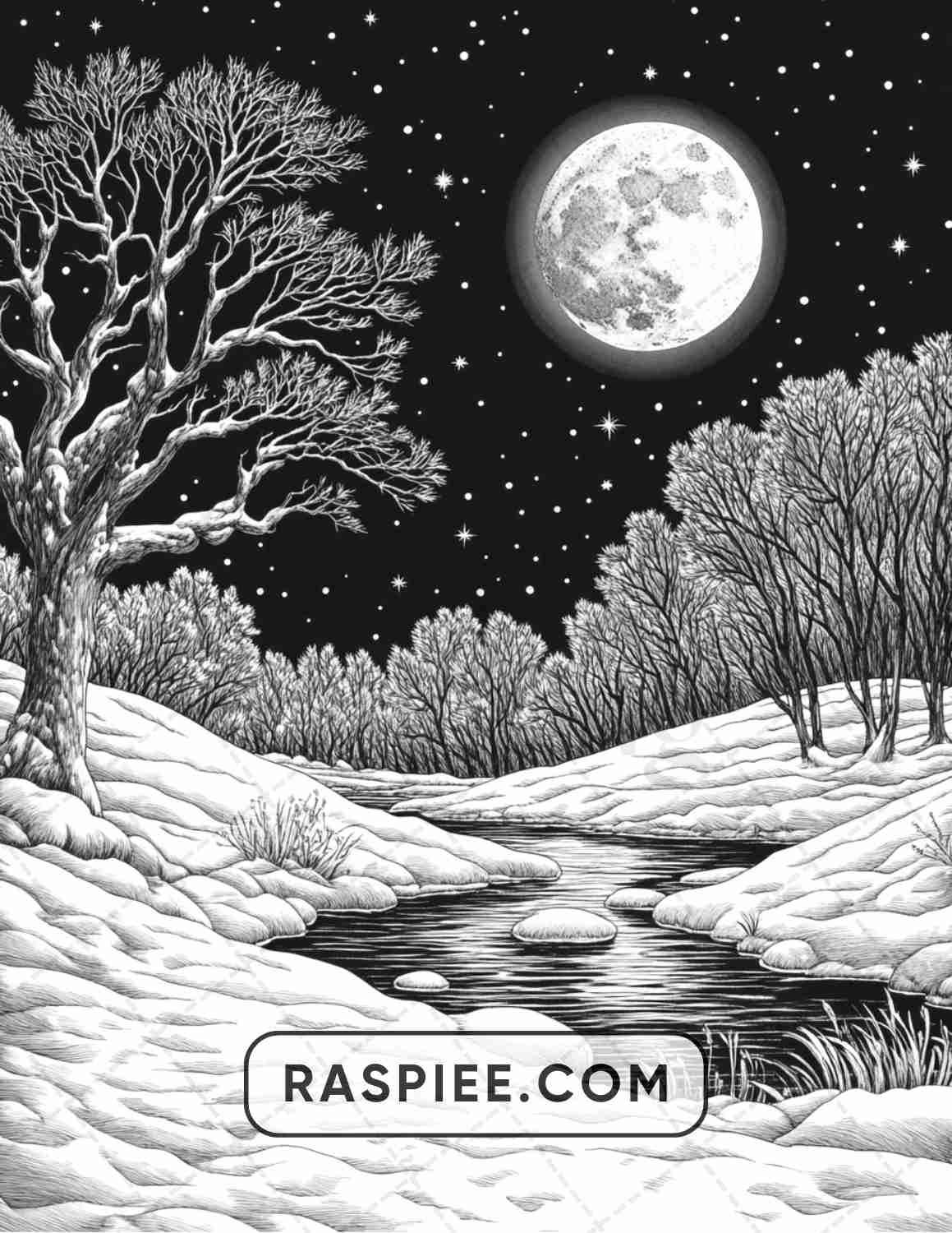 82 Winter Landscapes Adult Coloring Pages