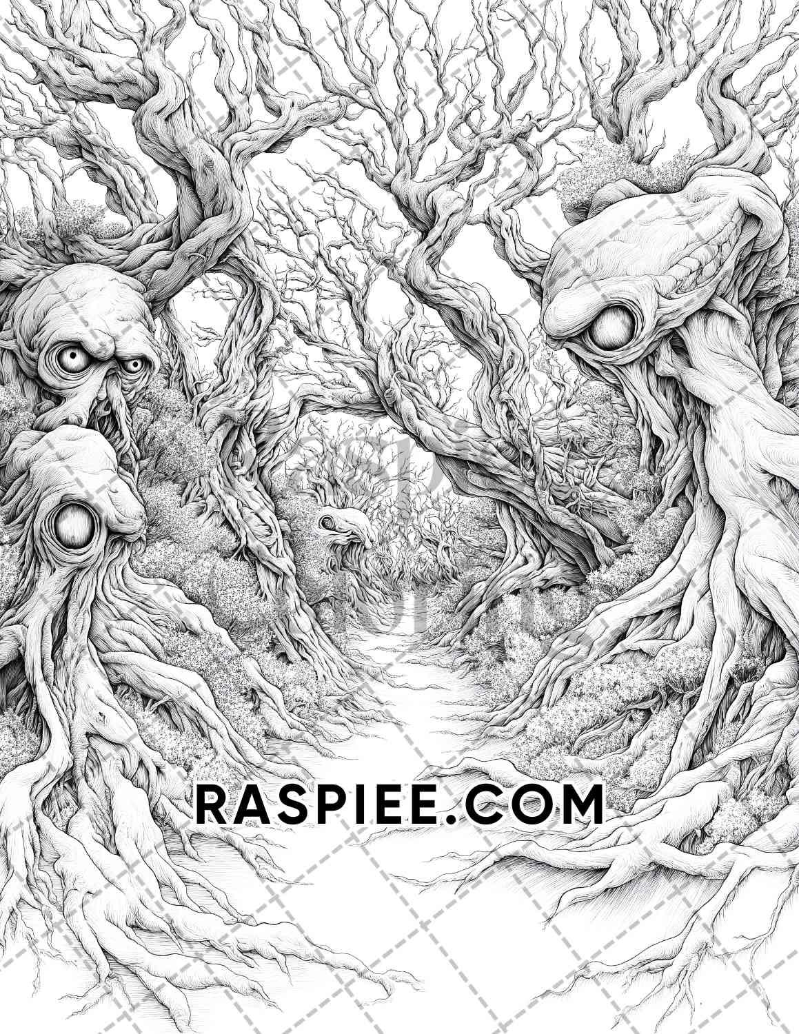 Halloween Surreal Adult Coloring Pages Printable PDF Instant Download