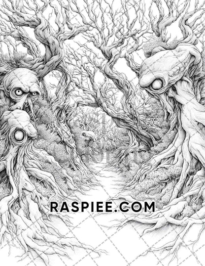 Halloween Surreal Adult Coloring Pages Printable PDF Instant Download
