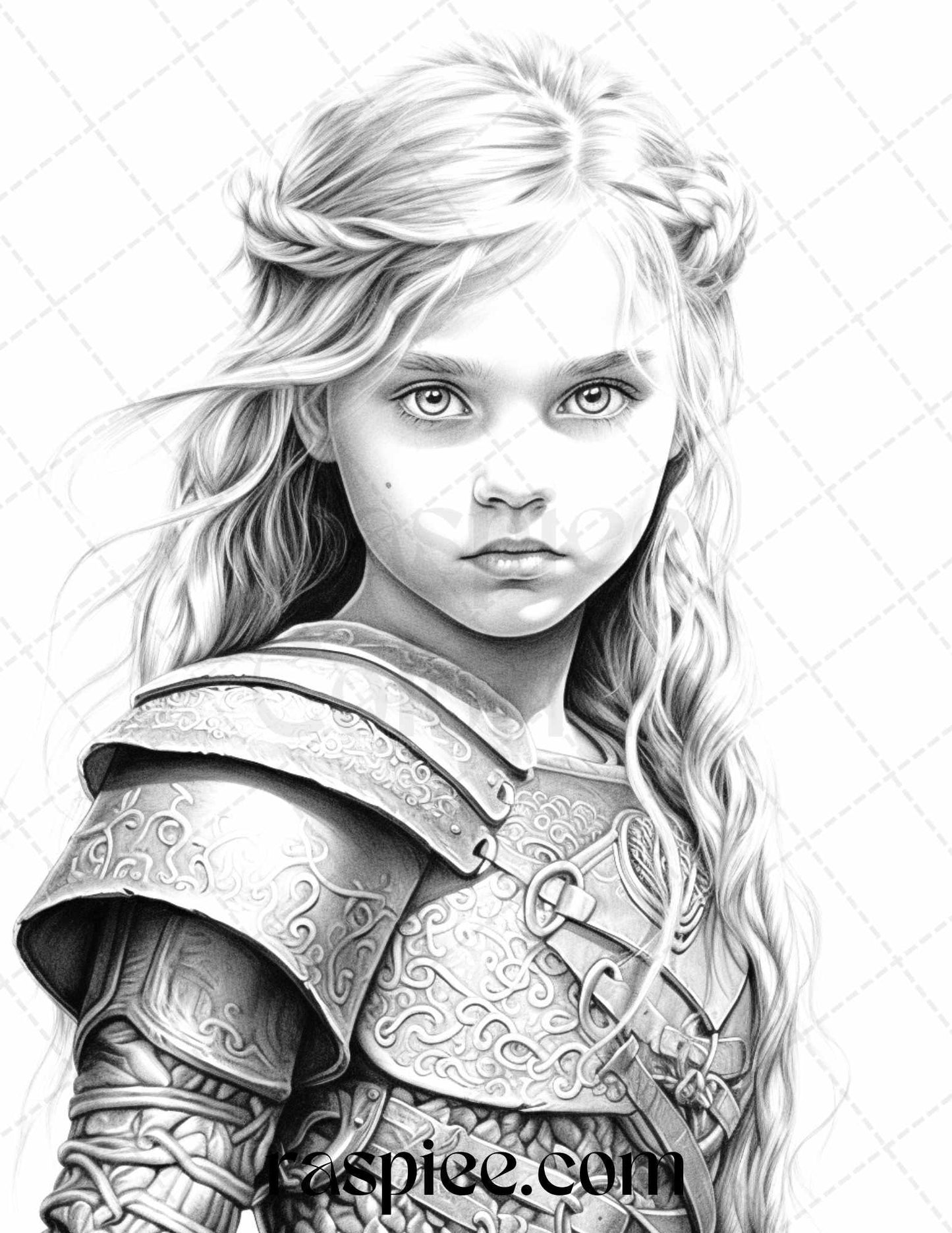 58 Little Viking Girls Boys Portrait Grayscale Coloring Pages Printable, PDF File Instant Download
