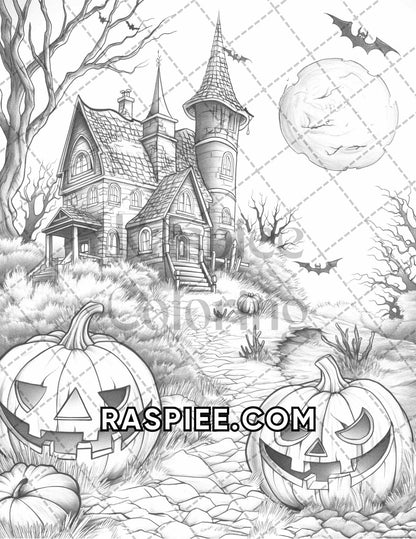 60 Relaxing Autumn Grayscale Adult Coloring Pages Printable PDF Instant Download