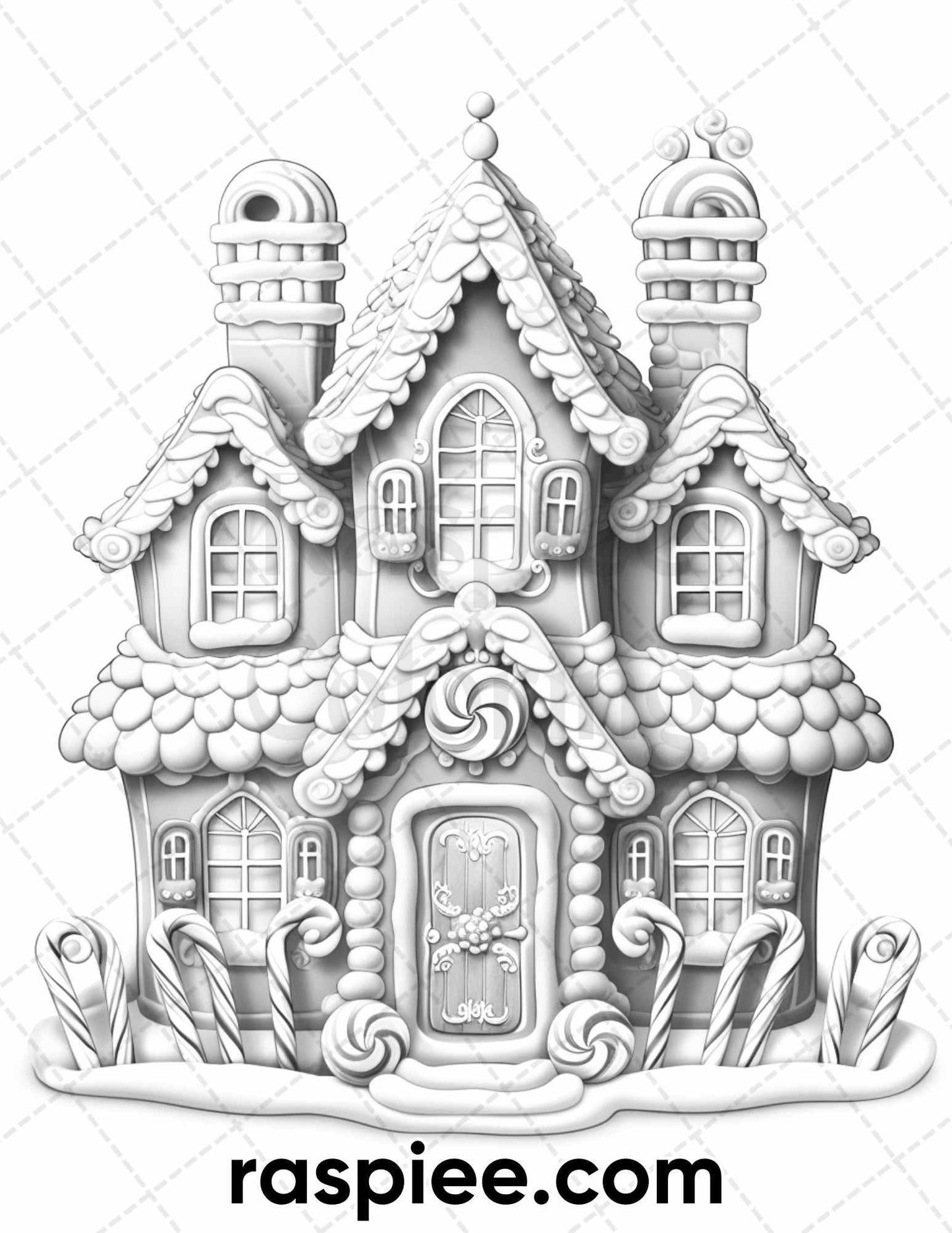 77 Christmas Desserts Grayscale Coloring Pages for Adults, Printable PDF Instant Download