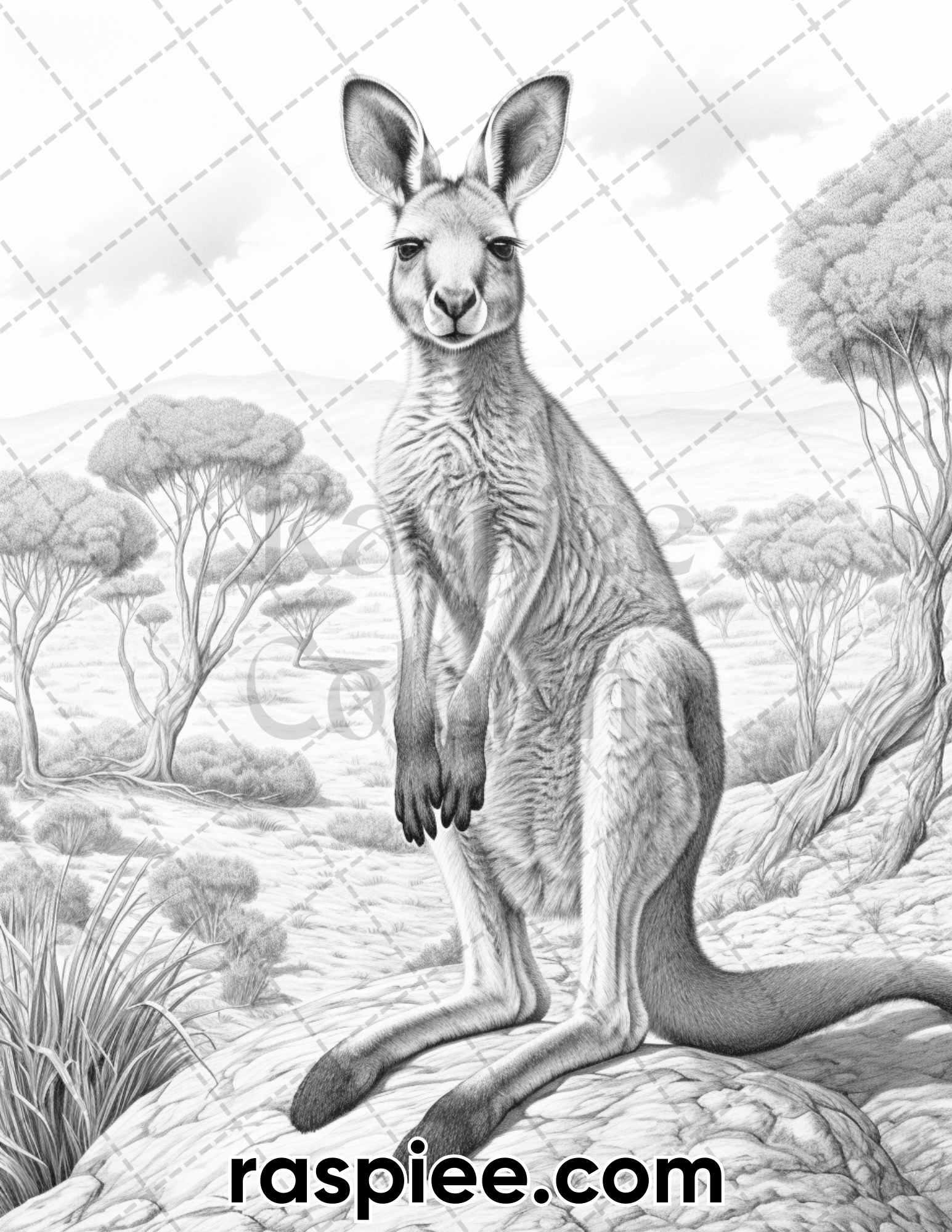 55 Wild Animals Grayscale Coloring Pages for Adults, Printable PDF Instant Download
