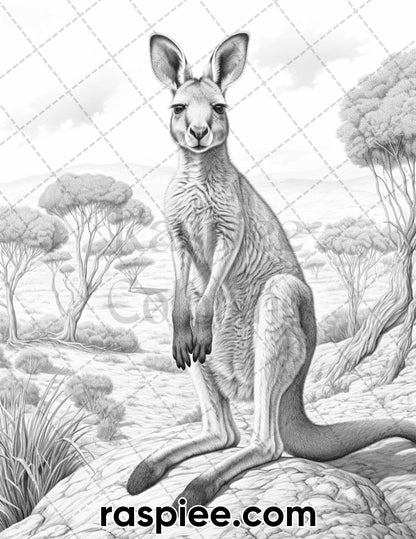 55 Wild Animals Grayscale Coloring Pages for Adults, Printable PDF Instant Download