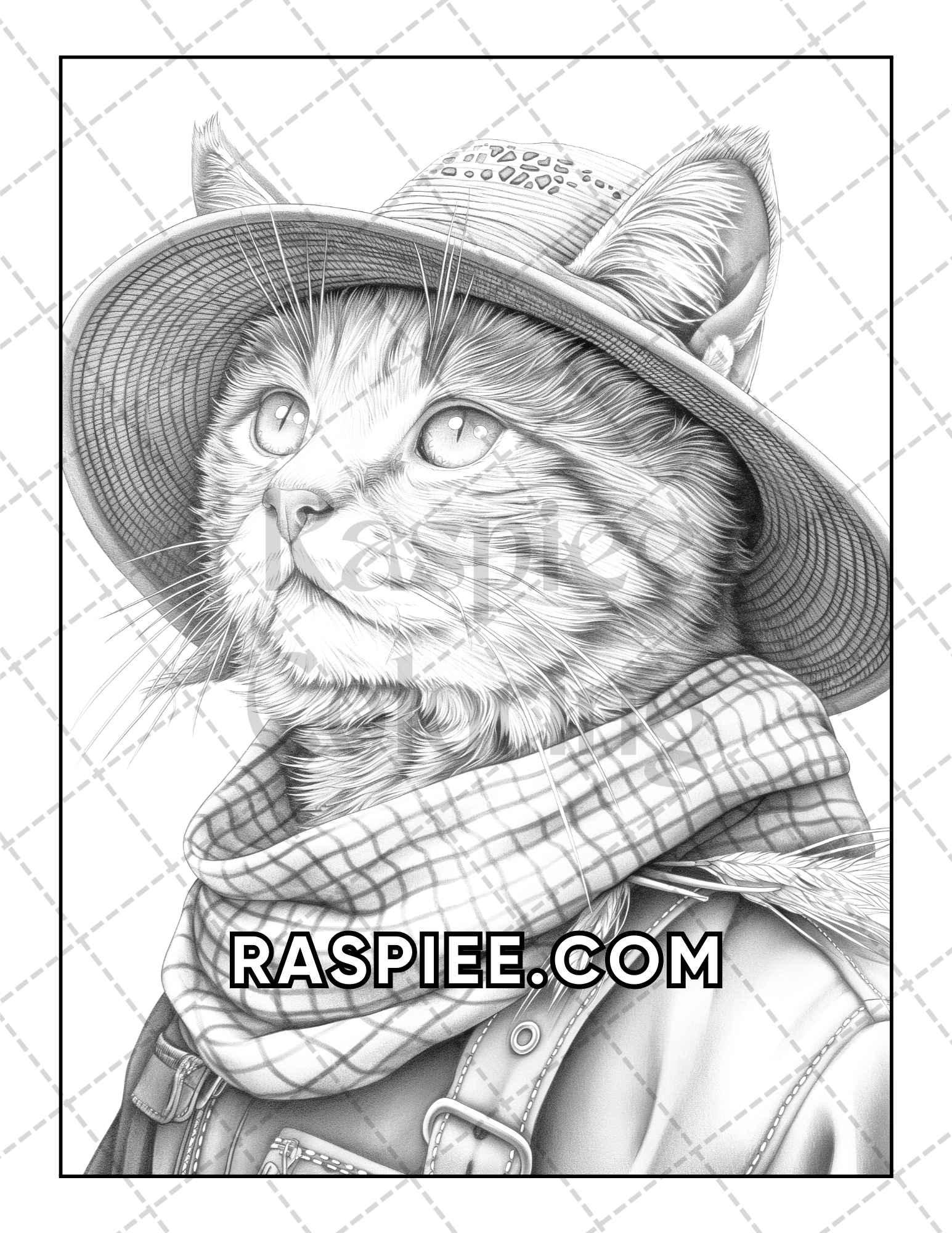 60 Cats Dressed Up Adult Coloring Pages Printable PDF Instant Download