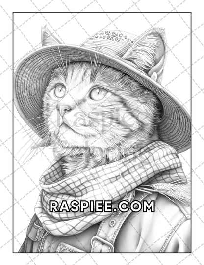 60 Cats Dressed Up Adult Coloring Pages Printable PDF Instant Download