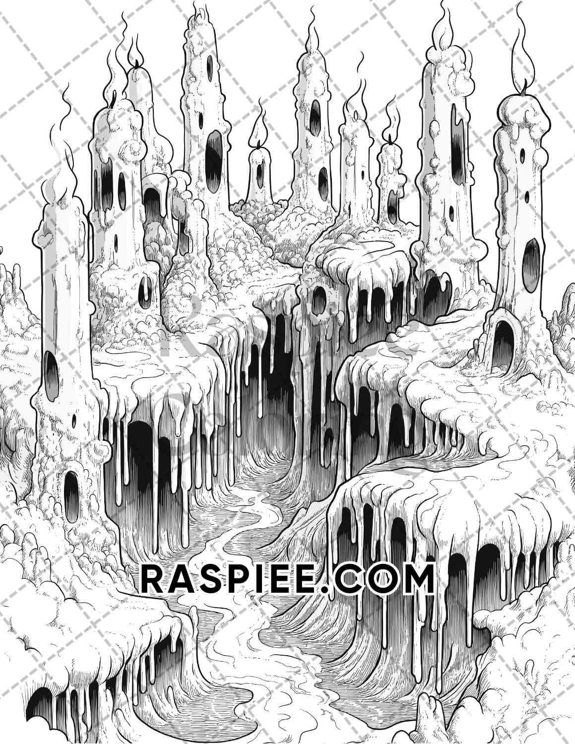 Halloween Surreal Adult Coloring Pages Printable PDF Instant Download