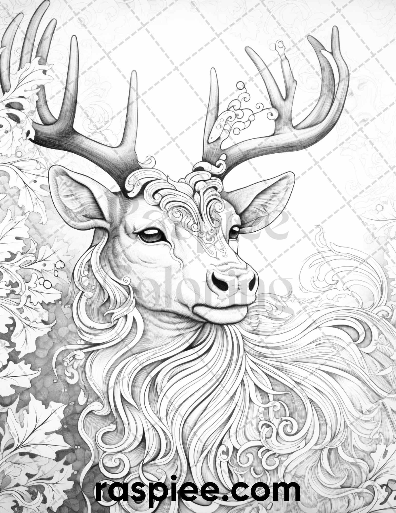 60 Merry Christmas Grayscale Coloring Pages Printable for Adult, Holiday Relaxation Art, PDF File Instant Download