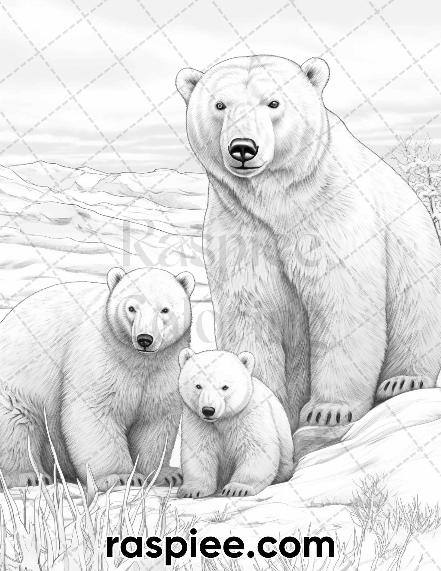 55 Winter Wildlife Grayscale Coloring Pages for Adults, Printable PDF Instant Download