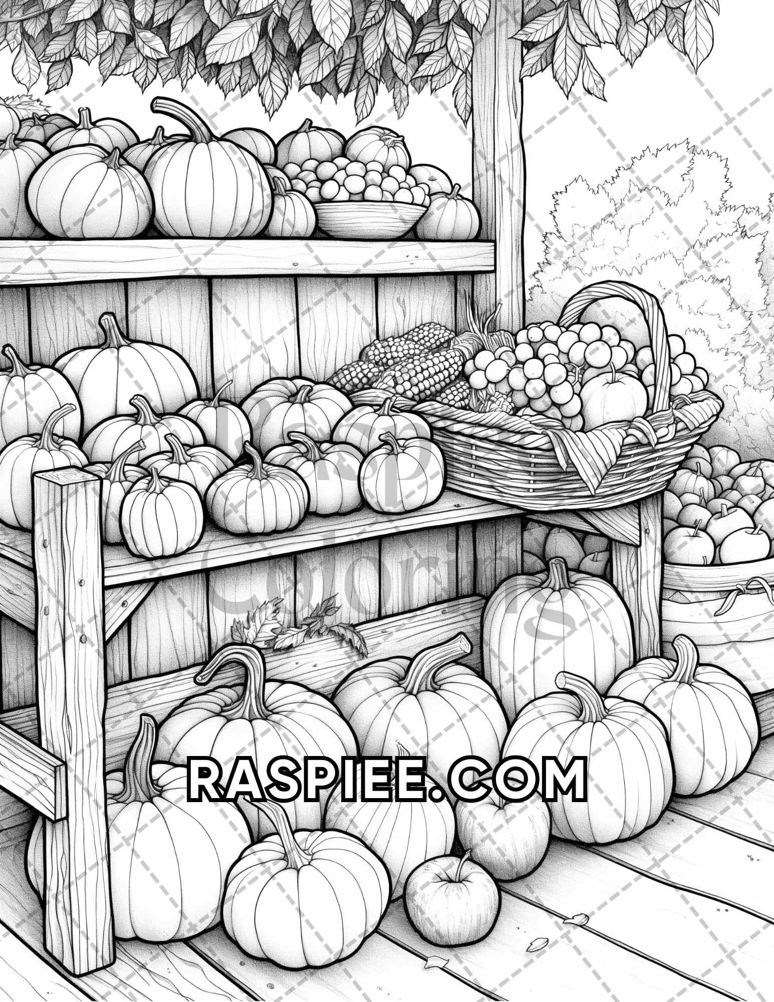 60 Relaxing Autumn Grayscale Adult Coloring Pages Printable PDF Instant Download