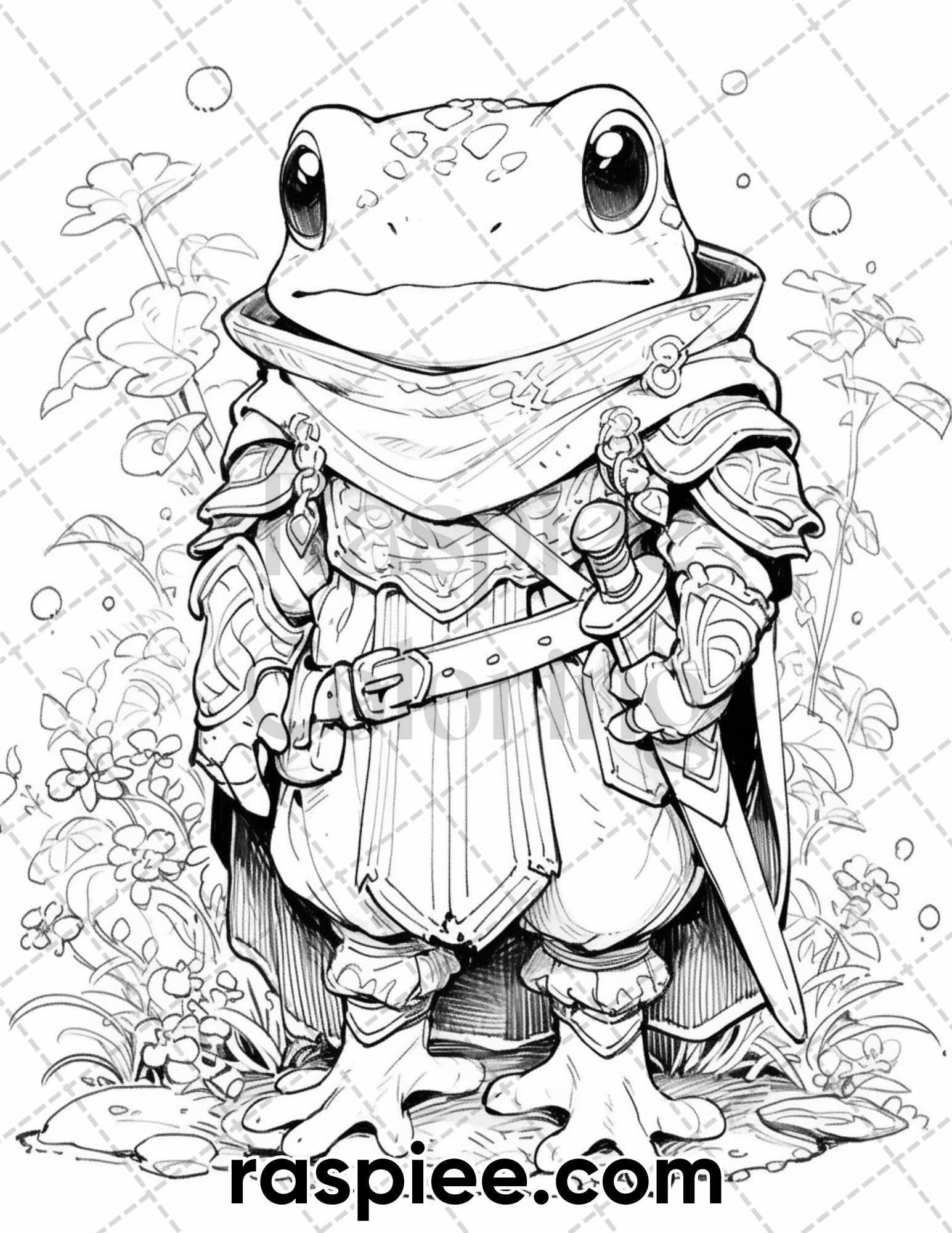 50 The Frog Kingdom Grayscale Coloring Pages for Adults, Printable PDF Instant Download
