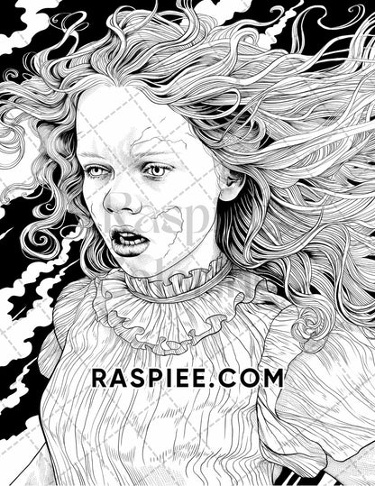 Freak Of Horror Halloween Adult Coloring Pages Printable PDF Instant Download