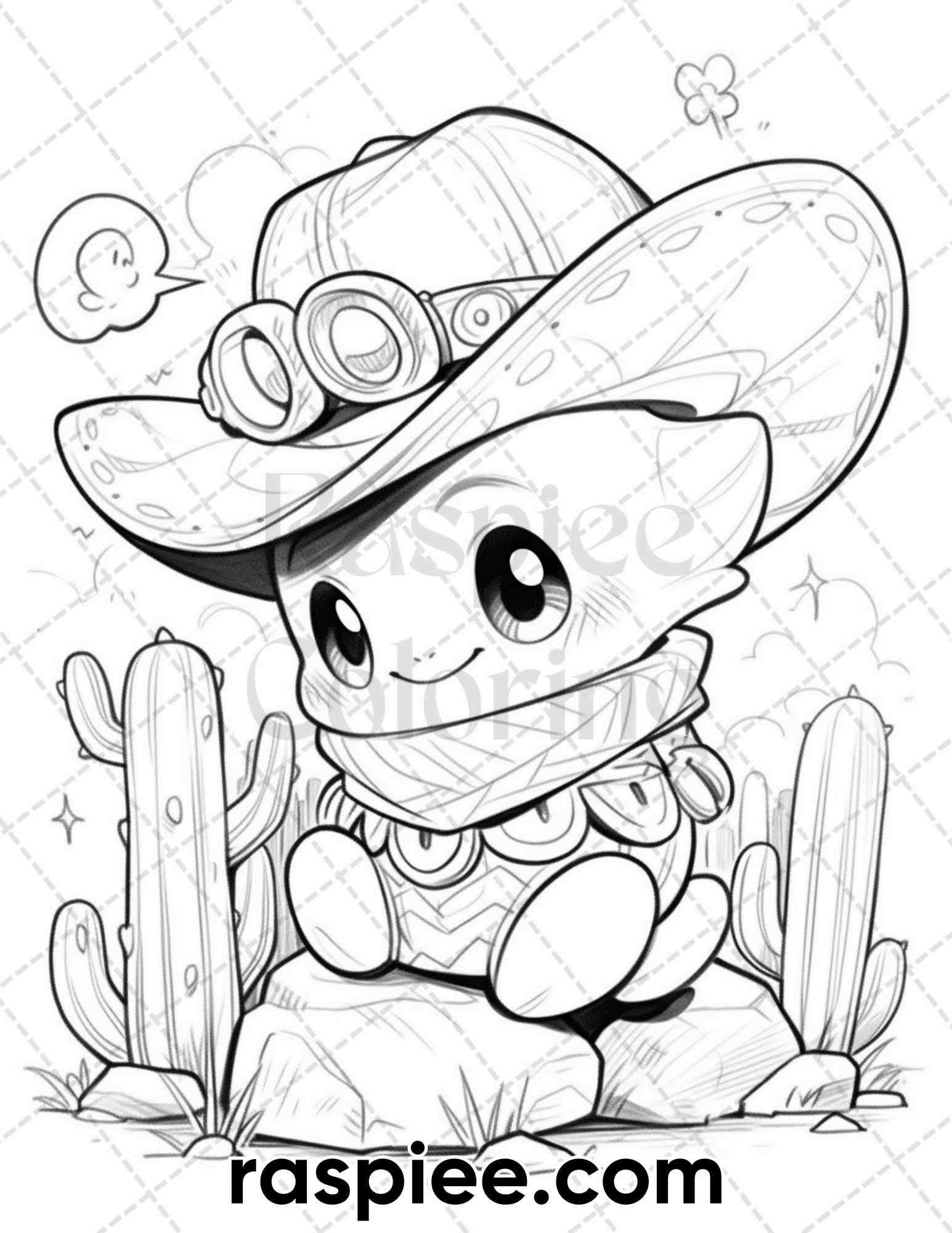 60 Cute Cactus Adventure Grayscale Coloring Pages for Adults, Printable PDF Instant Download