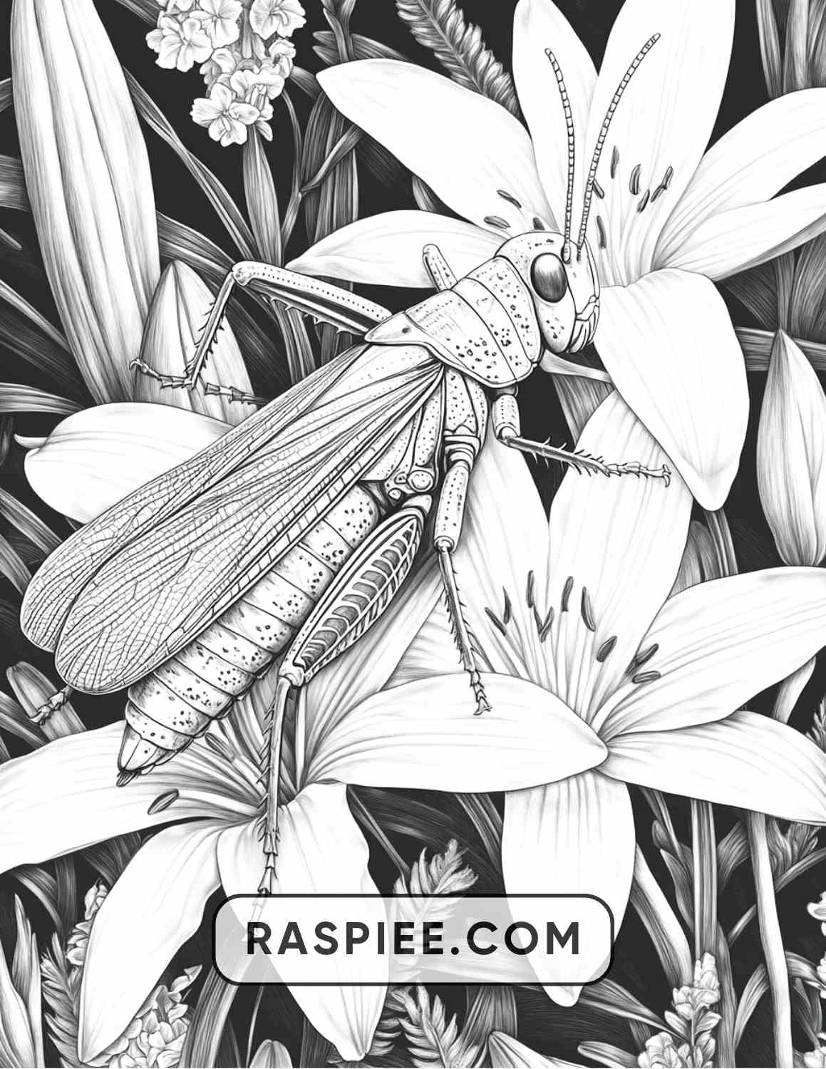 Insects and Flowers Adult Coloring Pages