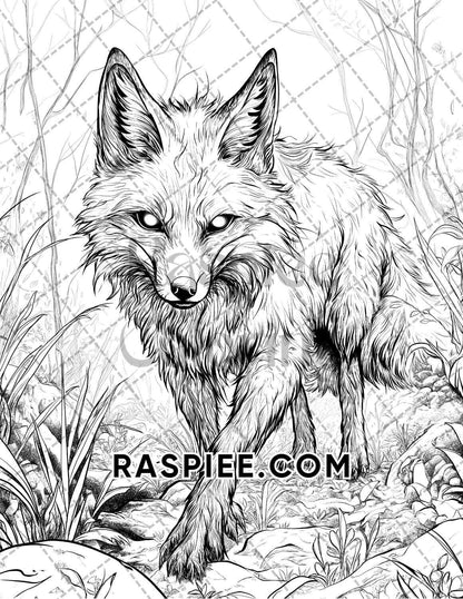 Horror Animals Halloween Adult Coloring Pages Printable PDF Instant Download
