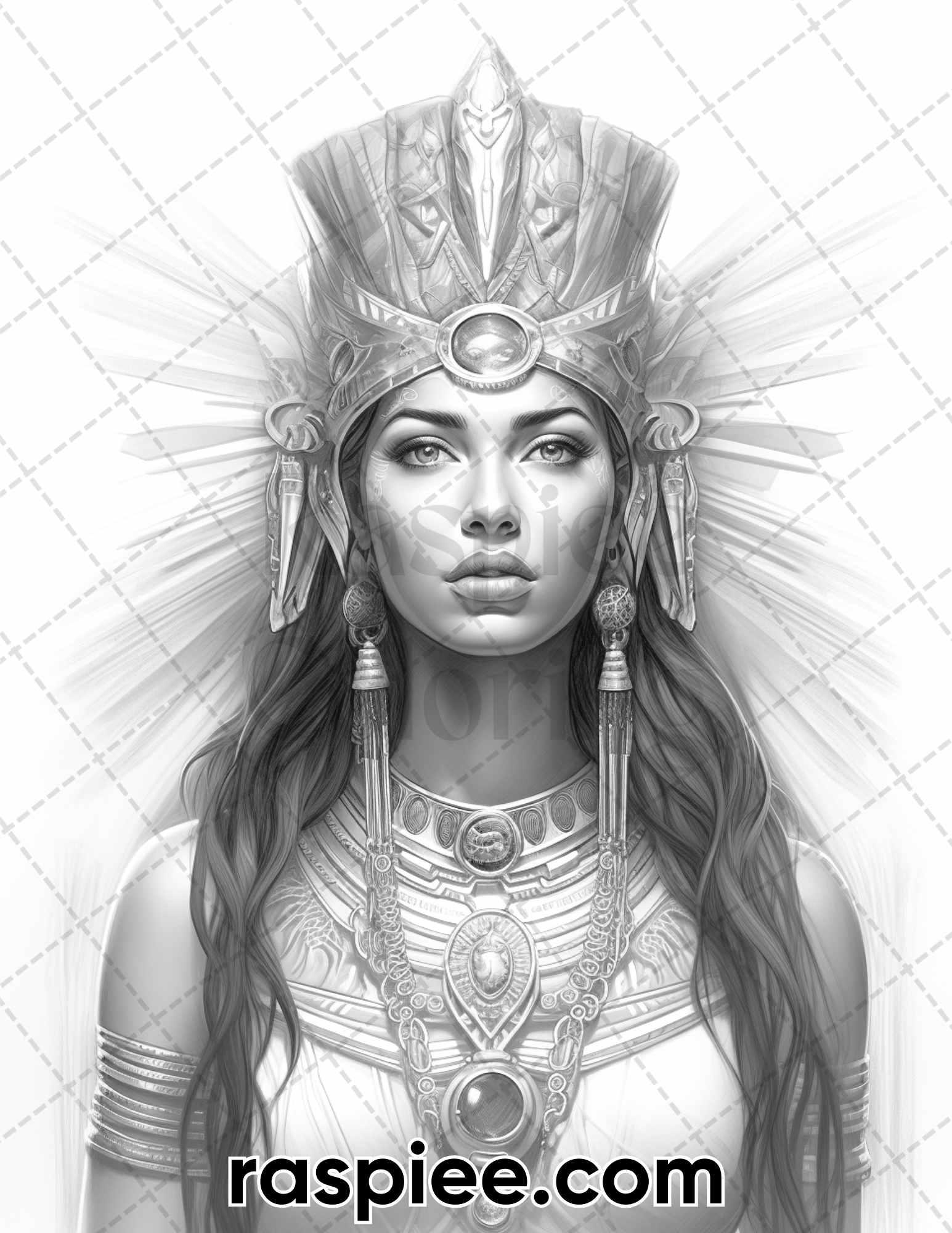52 Mythology Gods Grayscale Coloring Pages for Adults, Printable PDF Instant Download