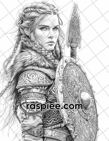 87 Viking Tattoos Grayscale Adult Coloring Pages Printable PDF Instant Download