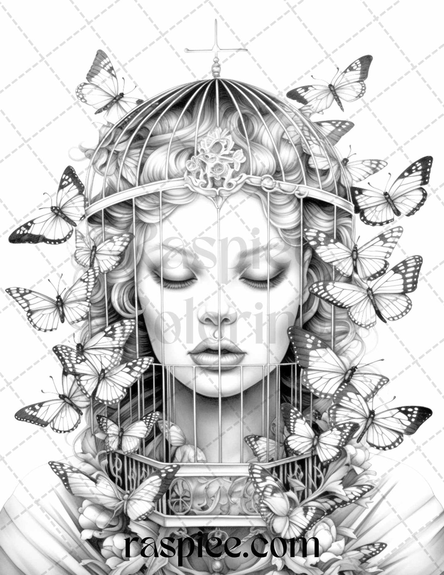 60 Enchanting Surrealism Grayscale Coloring Pages Printable for Adults, PDF File Instant Download