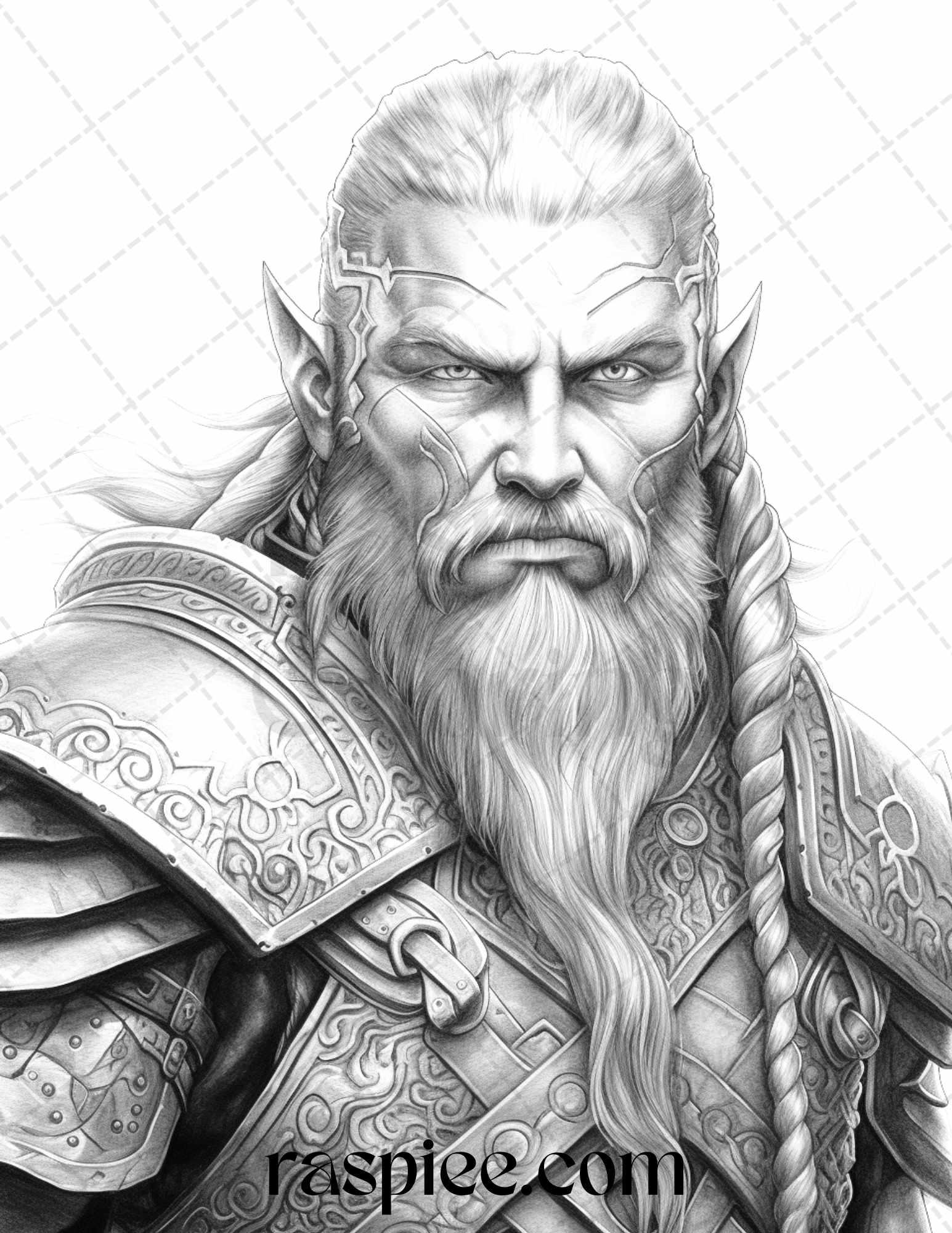 55 Viking Warriors Portrait Grayscale Coloring Pages Printable for Adults, PDF File Instant Download