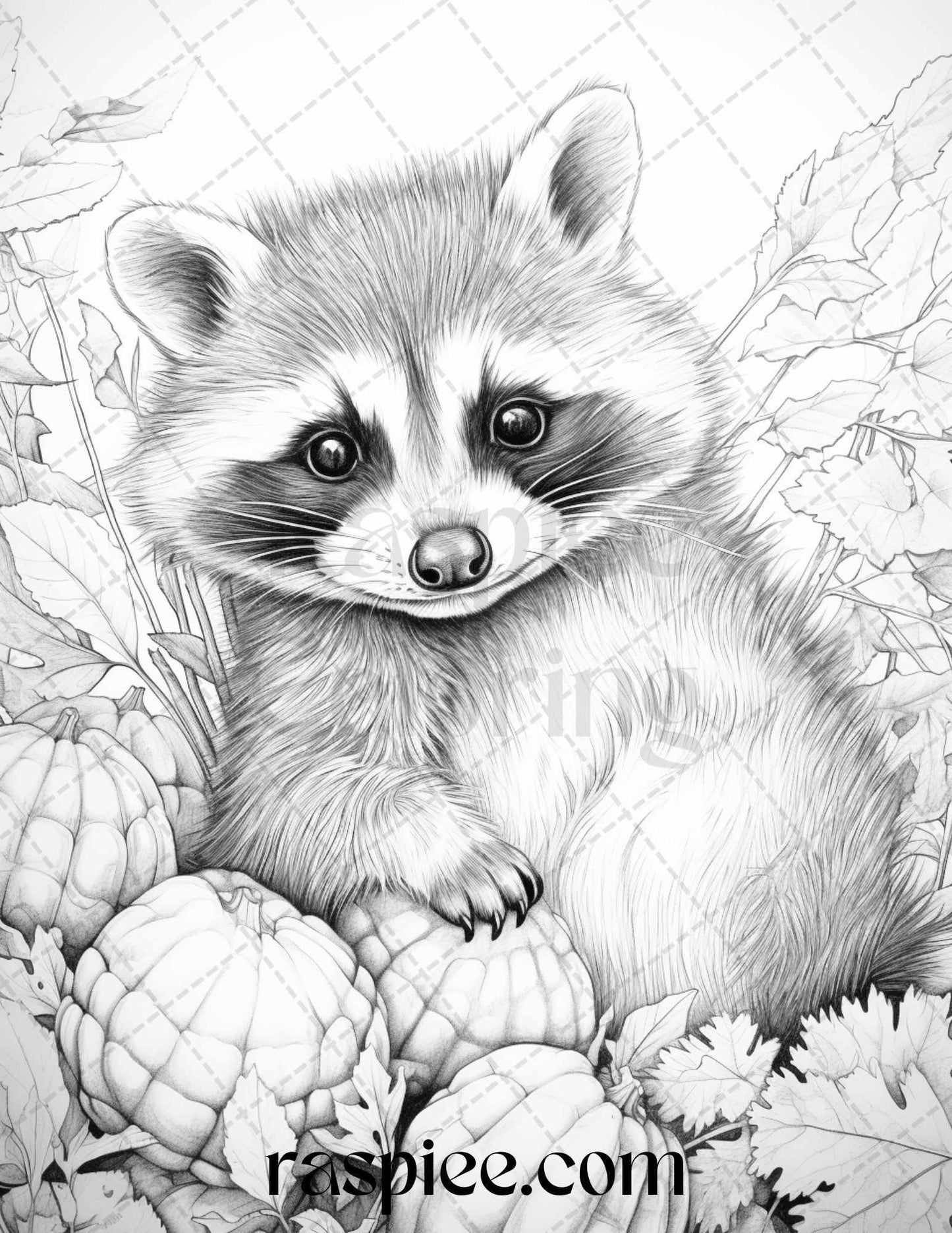 Autumn Animals Grayscale Coloring Pages for Adults and Kids, Printable PDF File Instant Download