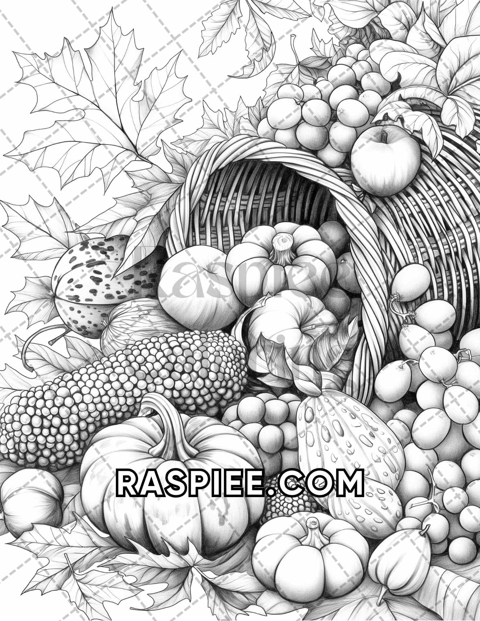 60 Relaxing Autumn Grayscale Adult Coloring Pages Printable PDF Instant Download