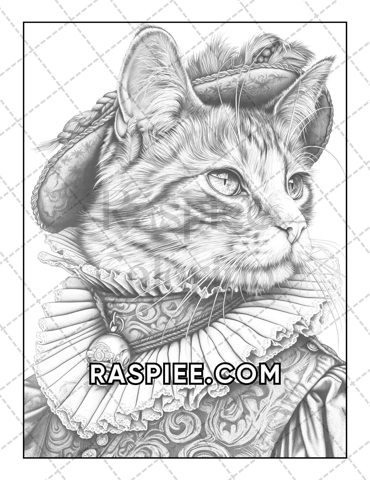 60 Cats Dressed Up Adult Coloring Pages Printable PDF Instant Download