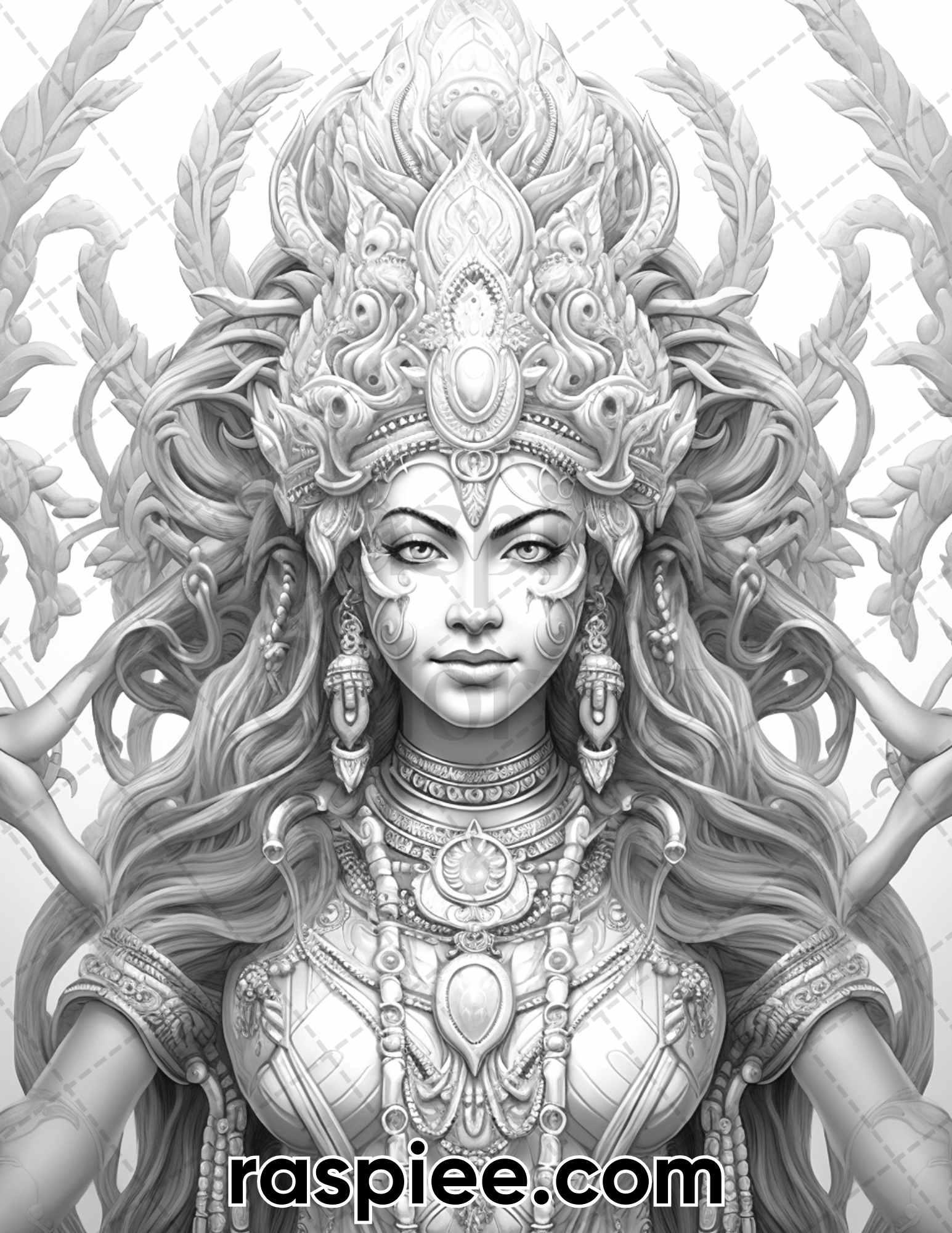52 Mythology Gods Grayscale Coloring Pages for Adults, Printable PDF Instant Download