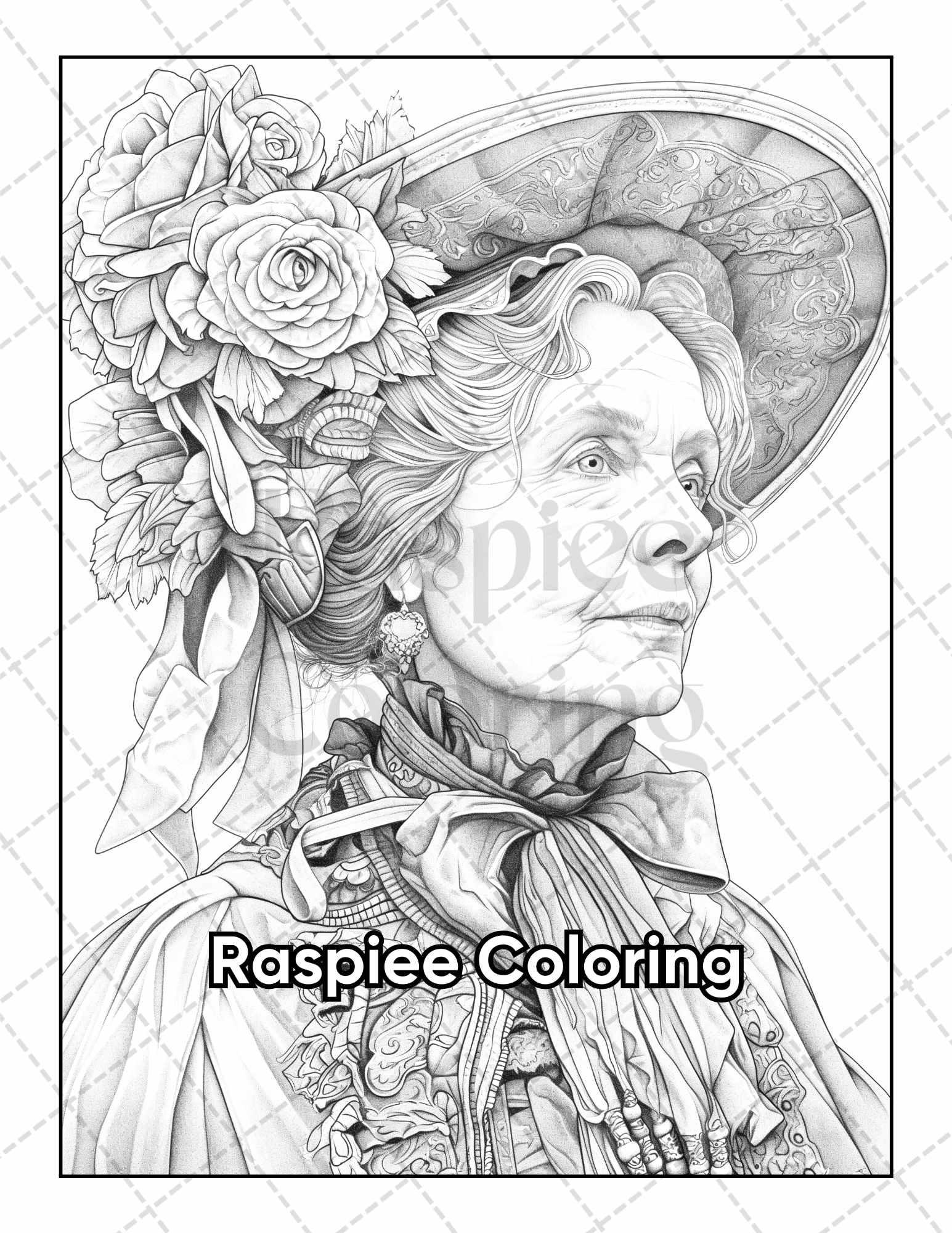 50 Victorian Portrait Adult Coloring Pages Printable PDF Instant Download