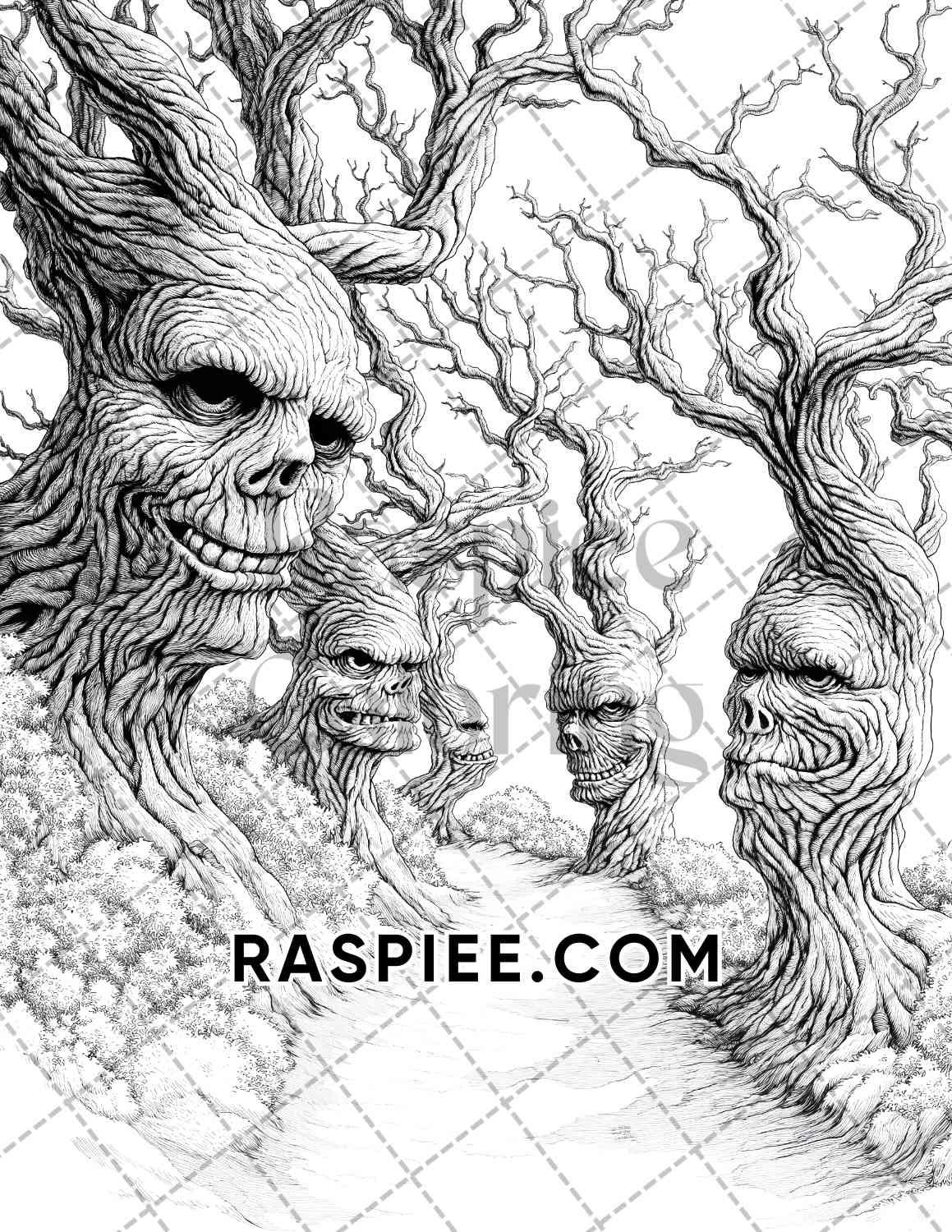 Halloween Surreal Adult Coloring Pages Printable PDF Instant Download