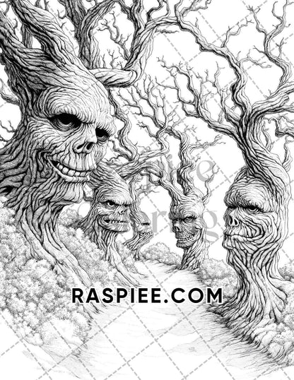 Halloween Surreal Adult Coloring Pages Printable PDF Instant Download