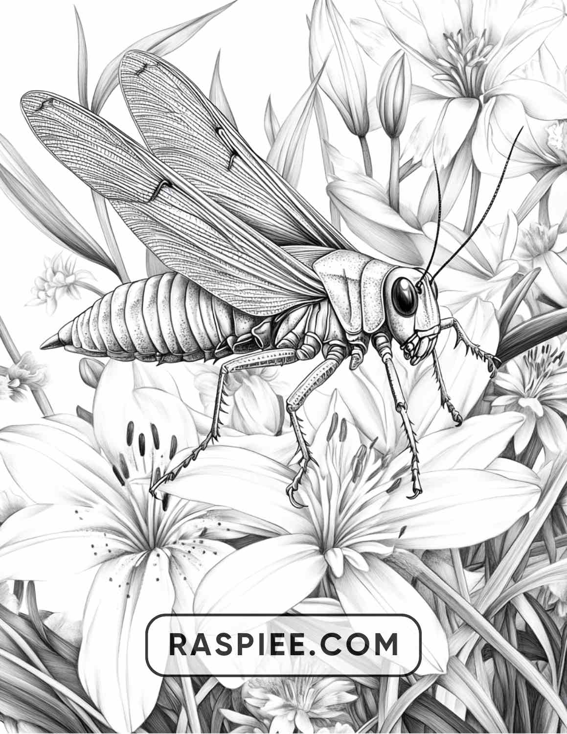 Insects and Flowers Adult Coloring Pages