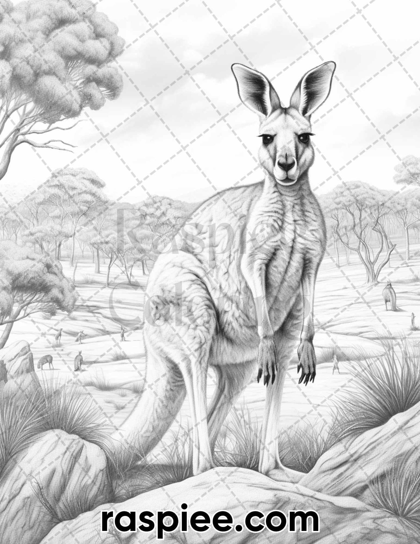 55 Wild Animals Grayscale Coloring Pages for Adults, Printable PDF Instant Download