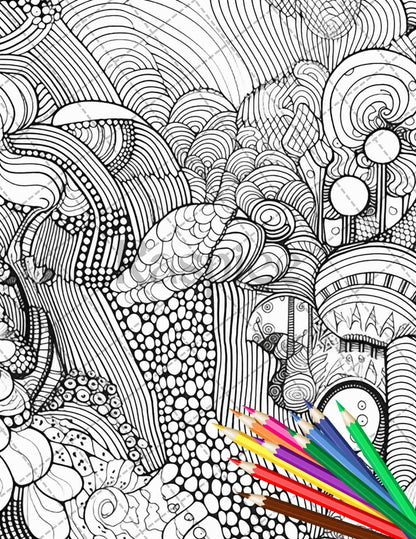 Psychedelic Trippy Coloring Book Printable for Adults, Grayscale Coloring Page, PDF File Instant Download